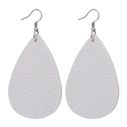 Elegant Faux Leather Teardrop Earrings for Women Lightweight Dangle Fashion Jewelry