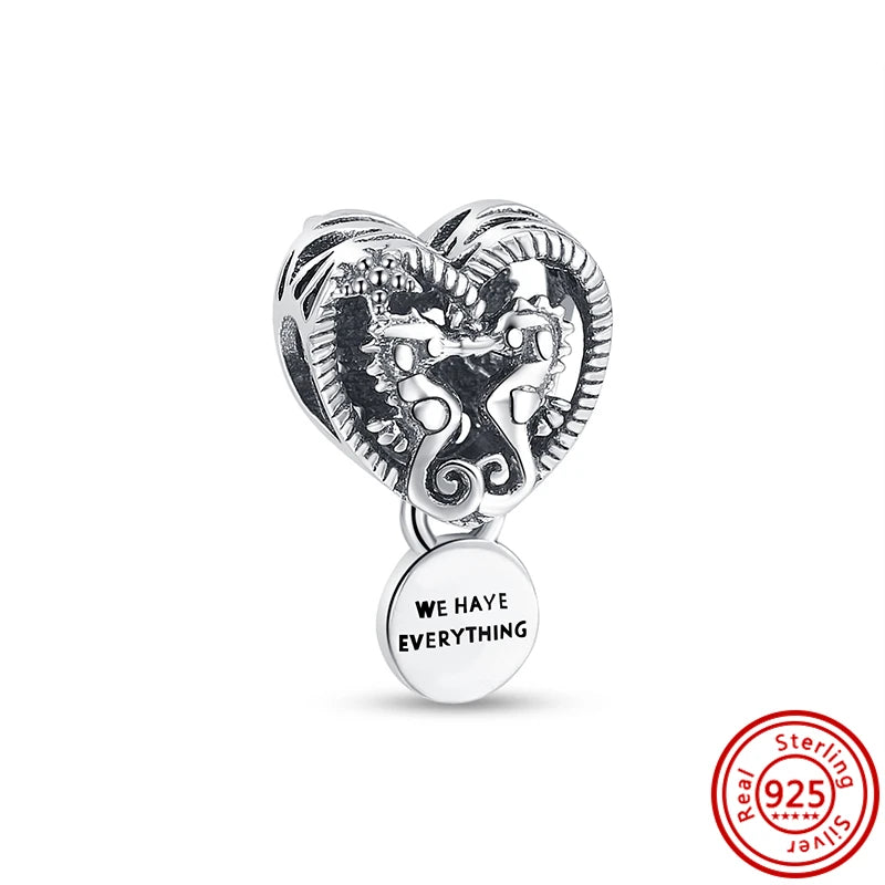 Silver Animal Hearts Infinity Crown Bead Charms Bracelet for Women 925 Sterling Silver Jewelry Y041