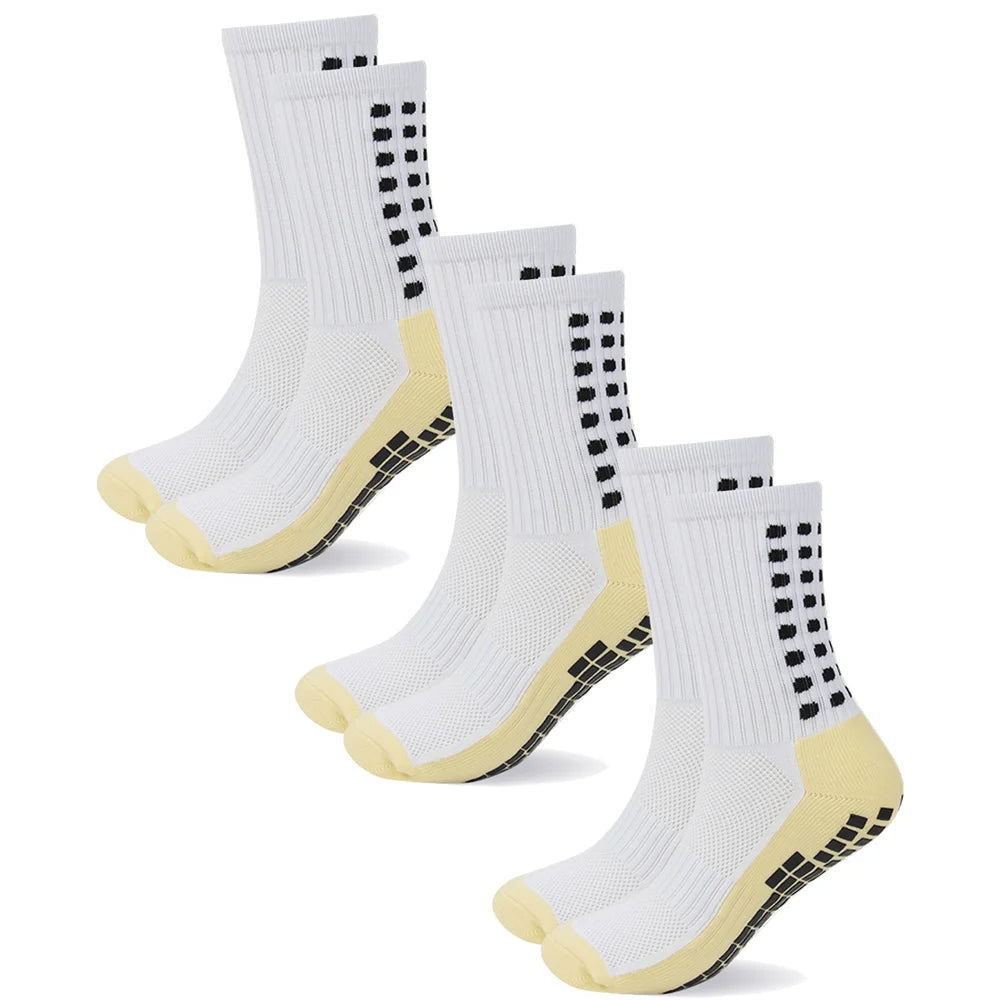 3 Pairs Unisex Anti Slip Crew Socks Towel Sole Cushioned