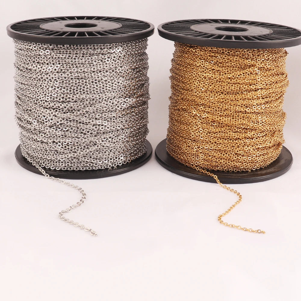 Gold Plated Stainless Steel O-Chains for DIY Jewelry Making 1m Necklace Craft Supplies