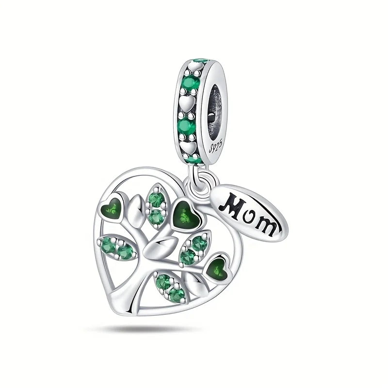 Green Monstera Leaf Charm 925 Sterling Silver Dangle Bracelet Jewelry for Women PAC930