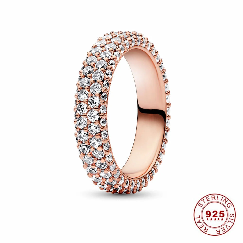 Hot Sale Original 925 Sterling Silver Tiara Heart Sparkling Wedding Ring for Women with Crystals PAR301