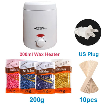 Painless Hair Removal Wax Heater Kit Professional Epilator with Hot Film Hard Wax Beans