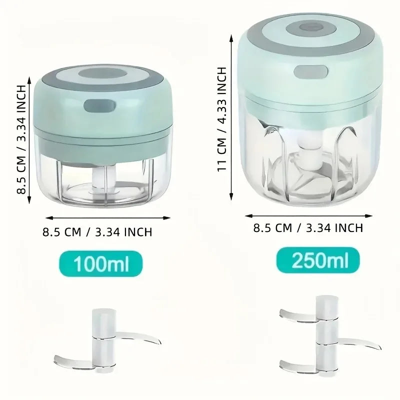 Mini Electric Garlic Chopper with USB Charging - Powerful 100/250mL Ginger Garlic Onion Masher and Meat Crusher