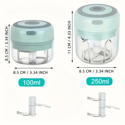 Mini Electric Garlic Chopper with USB Charging - Powerful 100/250mL Ginger Garlic Onion Masher and Meat Crusher