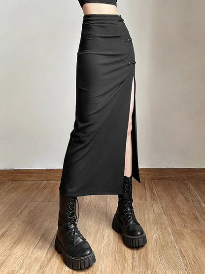Black Knit Ankle Skirt Slim Fit Women Casual Streetwear
