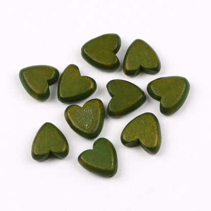 Multicolor Natural Wood Heart Shape Beads Set for DIY Jewelry and Bracelet Making