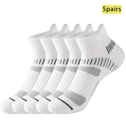 5 Pairs Mens All Season Cotton Crew Socks Moisture Wicking
