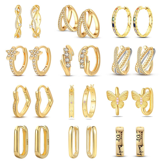 Elegant 925 Silver Twist Zircon Hoop Earrings for Women - Ideal Engagement or Birthday Gift