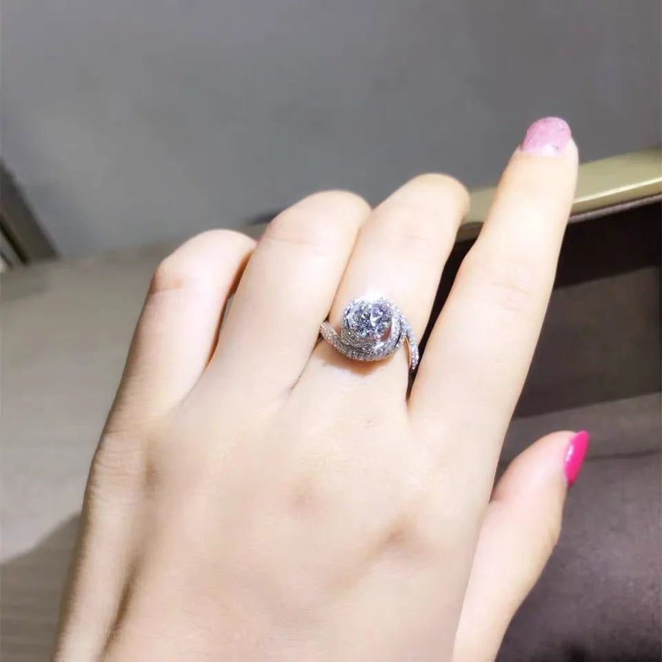 Fashion Anniversary Ring 925 Sterling Silver Moissanite Wedding Band for Women and Men