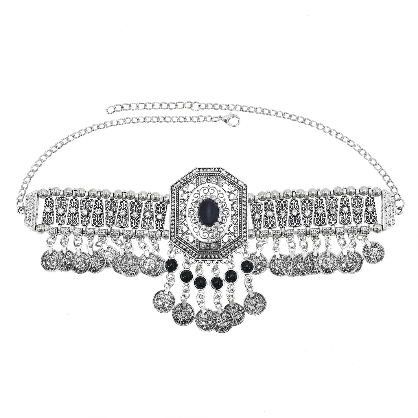 Indian Vintage Coin Tassel Choker Necklace for Women Ethnic Boho Jewelry Gift
