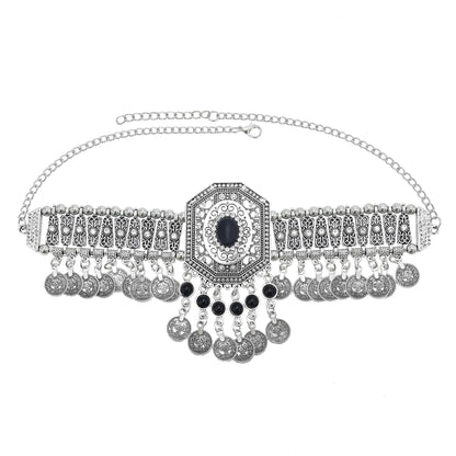 Indian Vintage Coin Tassel Choker Necklace for Women Ethnic Boho Jewelry Gift