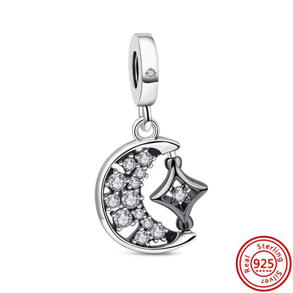 925 Silver Galaxy Charms Bracelet with Starry Sky Beads and Planetary Motifs