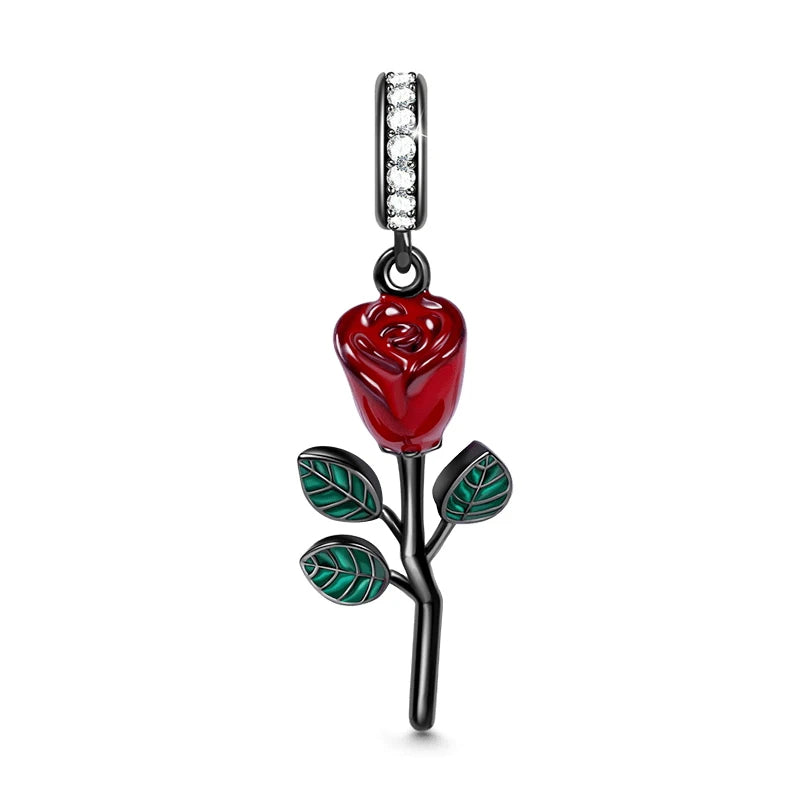 925 Sterling Silver Charm Beads for Women Bracelet - Four-Leaf Clover and Sunflower Design A1319diao