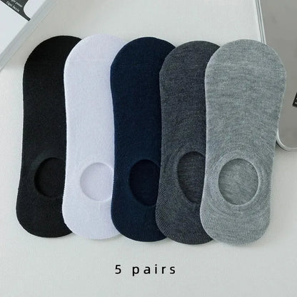 5 Pairs Fashionable Cloth Standard Boat Socks For Men 5 Pairs Random 5g