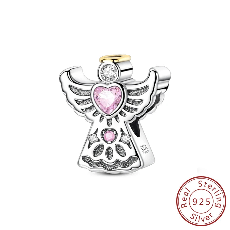 925 Sterling Silver Charms Pendant Set for Bracelets Angel Devil's Eye Fatima's Hand Cross Women's Jewelry Gift KTC1599