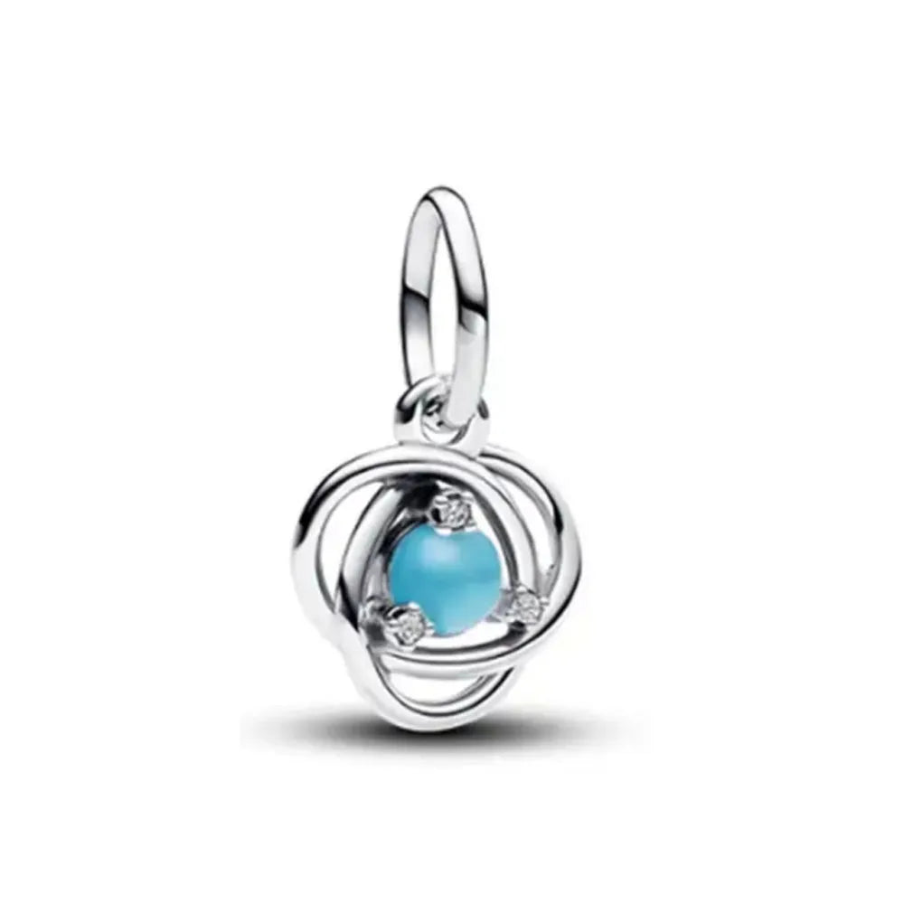 European 925 Sterling Silver Birthstone Pendant Charm Bead for Bracelet and Necklace Jewelry for Women