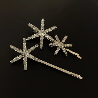 Korean Crystal Star Snowflake Hairclip for Women Fashion Accessories