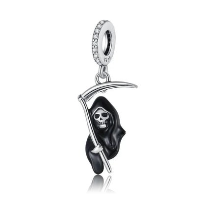 925 Sterling Silver Halloween Charms Set Pumpkin Skull Witch Ghost Beads for Bracelet Necklace Jewelry