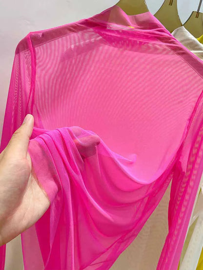 Dozw Transparent Gauze Top Women Half High Collar Sunscreen