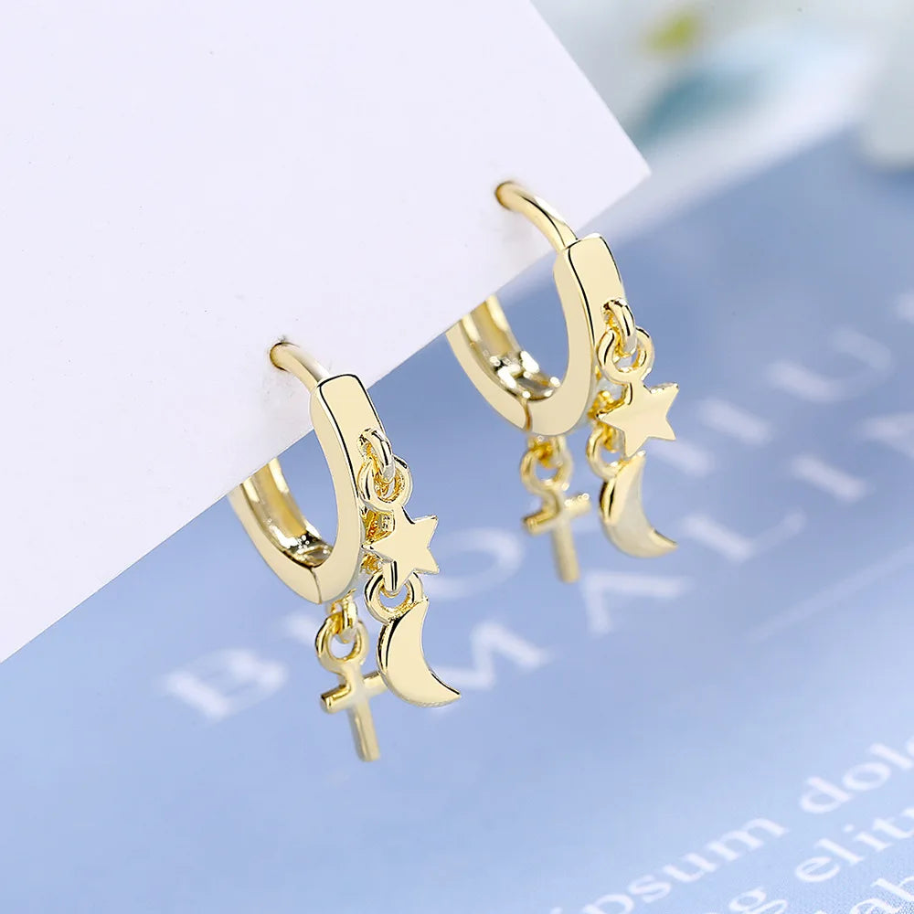 Elegant 925 Sterling Silver Zircon Stud Earrings for Women's Wedding and Engagement