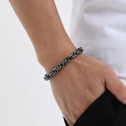 Mprainbow Vintage Punk Rock Chain Bracelet for Men Boys, 8mm Stainless Steel Link Wristband Gift