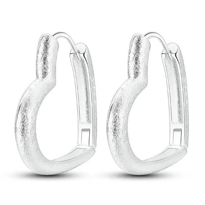 Luxury 925 Sterling Silver Chunky Hoop Earrings with Big Heart Zircon Accents for Women Wedding Party Jewelry Gifts