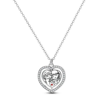 Original 925 Sterling Silver Heart Skull Necklace Ring and Cross Bracelet Set with Zircon Accents for Halloween and Valentine Gifts