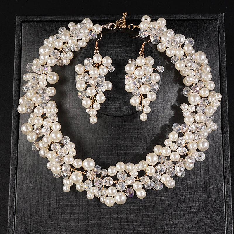 Elegant Bridal Pearl Jewelry Set - Dangle Earrings & Necklace - Top-Rated Party Accessory