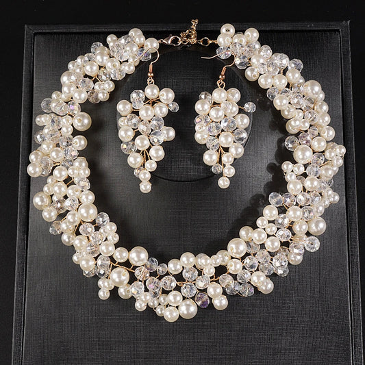 Elegant Bridal Pearl Jewelry Set - Dangle Earrings & Necklace - Top-Rated Party Accessory