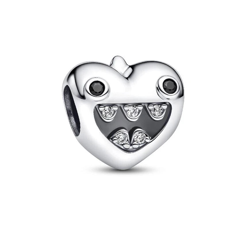 Sparkling Intertwined Love Hearts Charm Beads for 925 Sterling Silver Bracelet