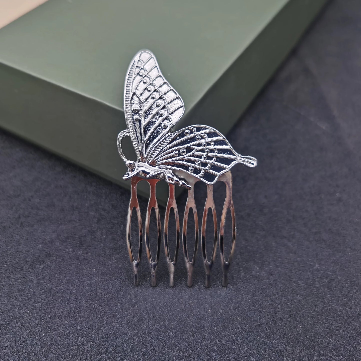 Luxury Bridal Butterfly Headdress - Stunning Silver & Gold Flower Hair Comb for Brides Silver