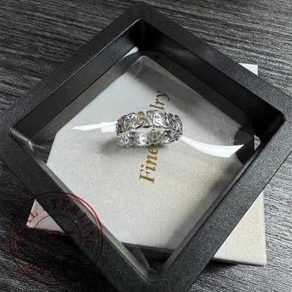 Huitan Glossy Sterling Silver Irish Knot Ring for Women - Exquisite Hollow Pattern Wedding Jewelry
