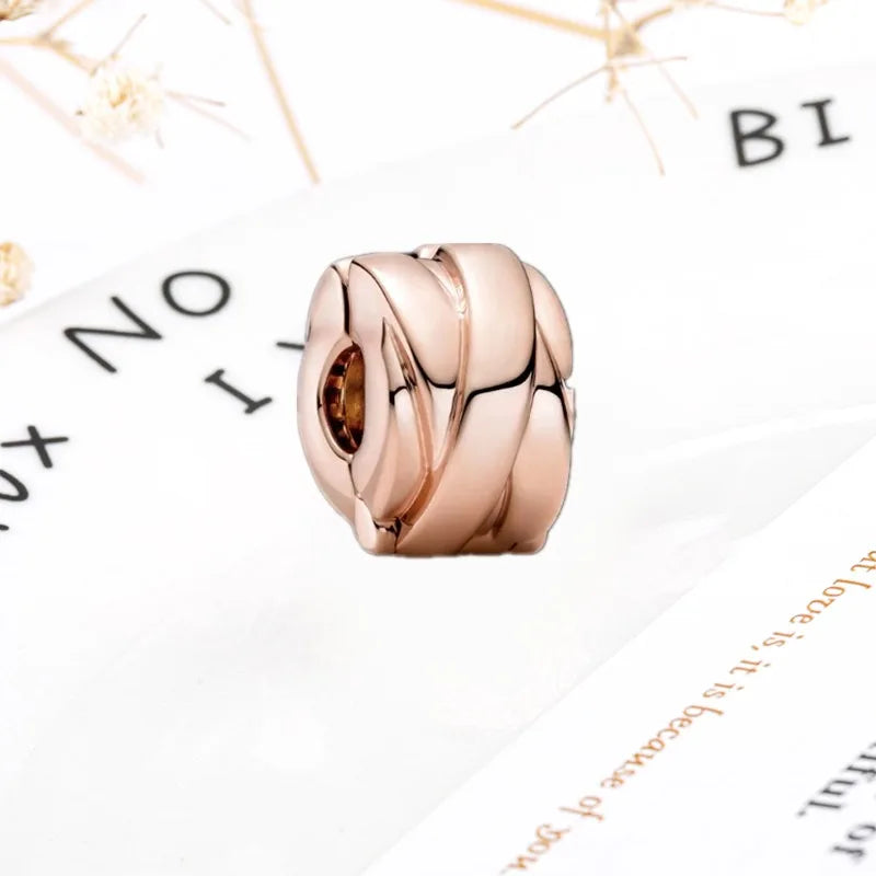 Rose Gold Winged Angel Heart Charm Bead Pink Daisy Spacer