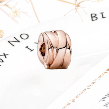 Rose Gold Winged Angel Heart Charm Bead Pink Daisy Spacer