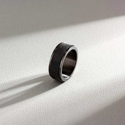 Stainless Steel Braided Mesh Rotating Stress Relief Ring for Men