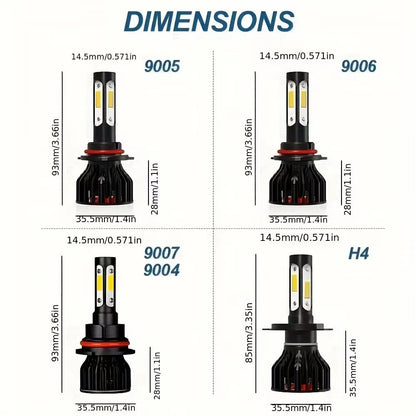 ChicYoo 2pcs High Power Car LED Headlight Bulbs 26000LM 6000K White 8000K Ice Blue 360 Degree Beam 4 Sides Aviation Aluminum 9005 HB3 9006 HB4 H4 H7 H11 H13 9004 9007 Compatible