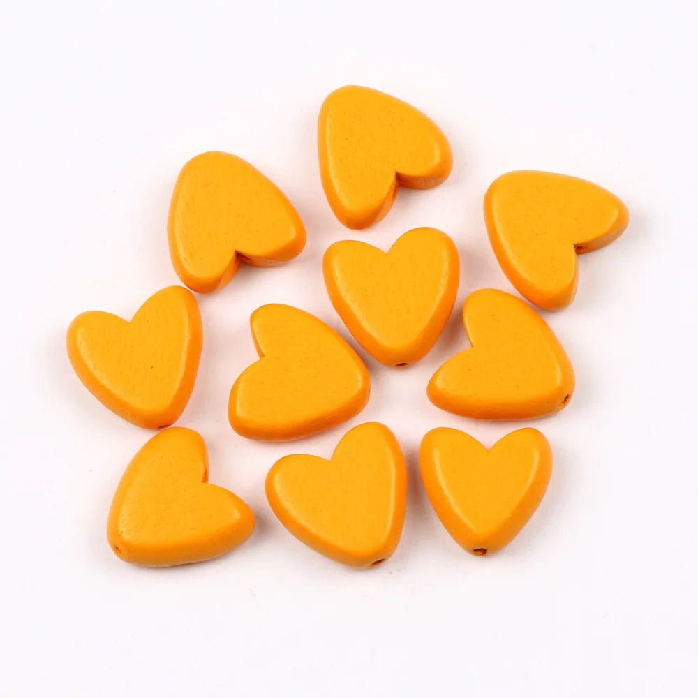 Multicolor Natural Wood Heart Shape Beads Set for DIY Jewelry and Bracelet Making