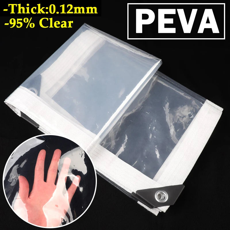 Clear Outdoor Tarpaulin Pergola Curtain Transparent PEVA Rainproof Window Film for Home Weather Protection