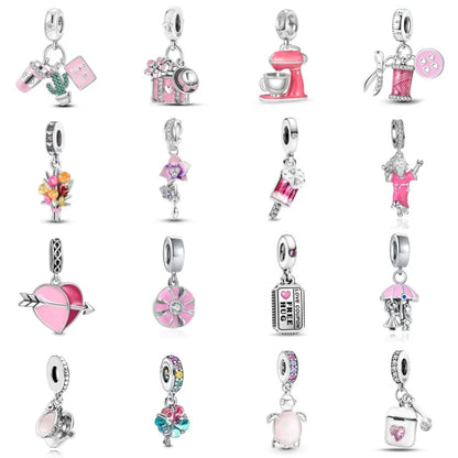 Spring Butterfly Heart Enamel Flower Charm Bead for Bracelets and Necklaces