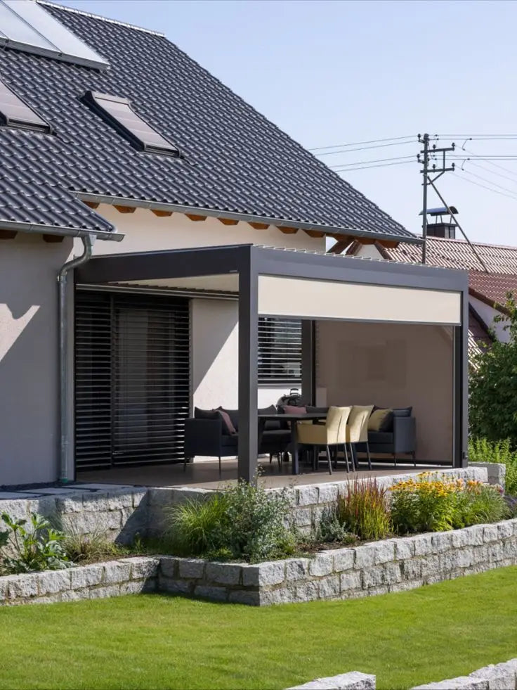 Sustainable Customized Waterproof Electric Aluminum Pergola Eco Friendly Outdoor Gazebo With Smart Louvred Roof