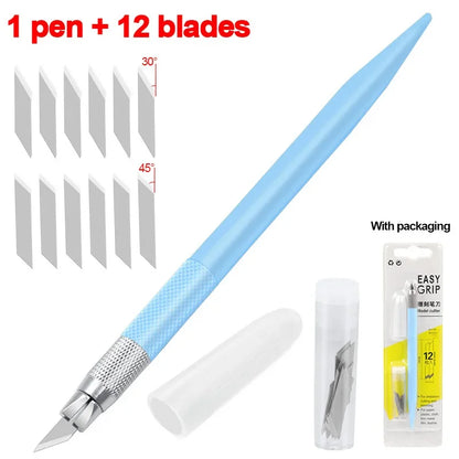 CraftPro 360° Rotating Cutting Pen - Durable Stainless Steel Blades for Effortless DIY Art Projects Light blue