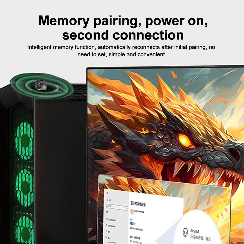Bluetooth 5.4 USB Wireless Adapter for PC Wireless Mouse Keyboard Audio Receiver Dongle