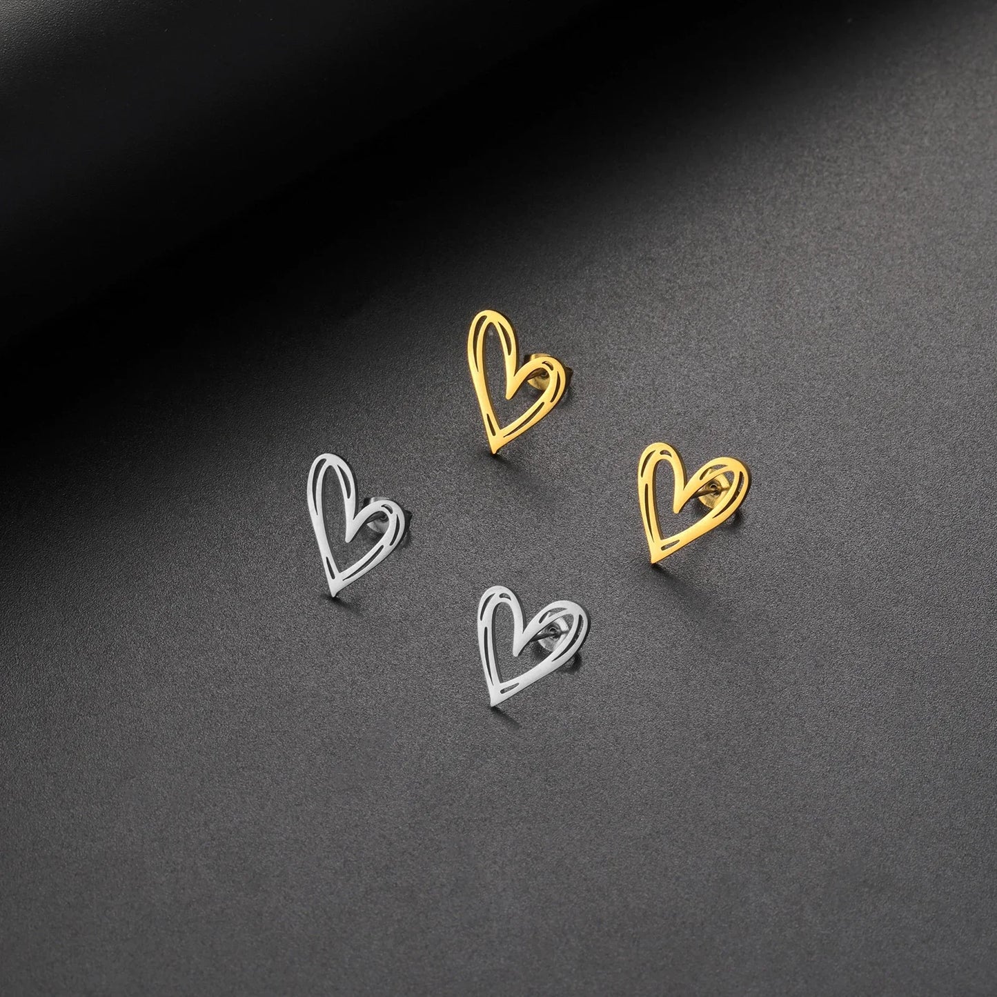 Skyrim Kpop Heart Stud Earrings for Women and Girls Stainless Steel Fashion Aesthetic Jewelry Valentine's Day Gift