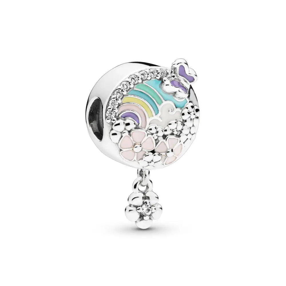 925 Sterling Silver Green Clover Pendant for European Bracelet Charms Women Jewelry B235