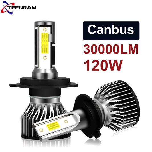H7 LED Headlight Bulbs 30000LM 6000K 120W CSP Universal Fit