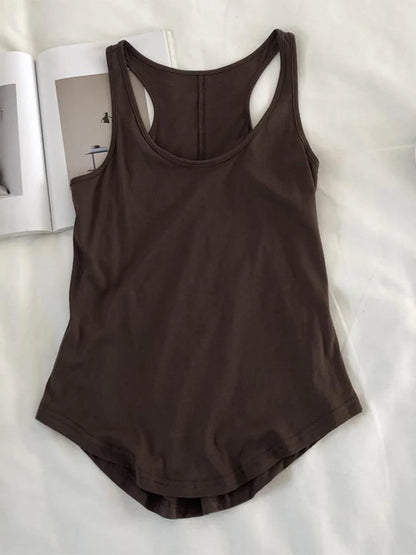 Irregular Tank Top Women O Neck Loose Fitness Camisole