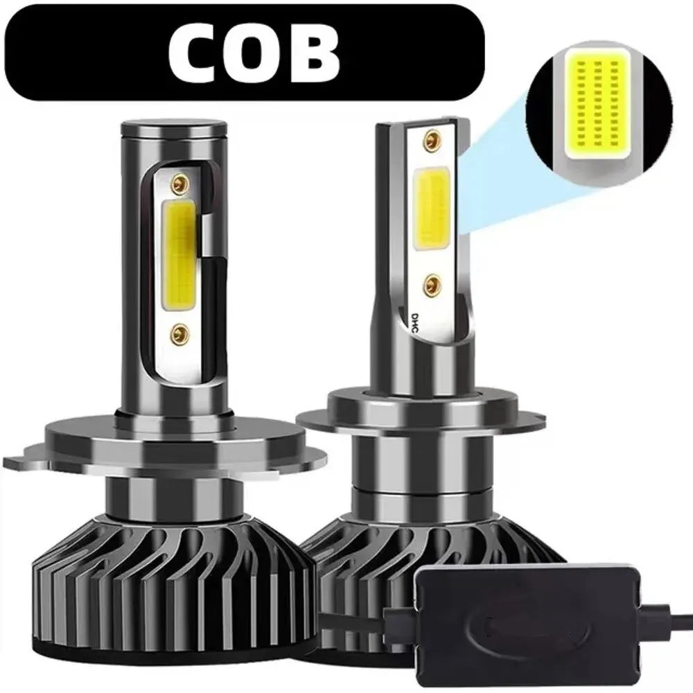 2X High Power H7 H4 LED Car Headlight Bulbs 30000LM CSP COB 6000K Cooling Fan CANBUS Compatible