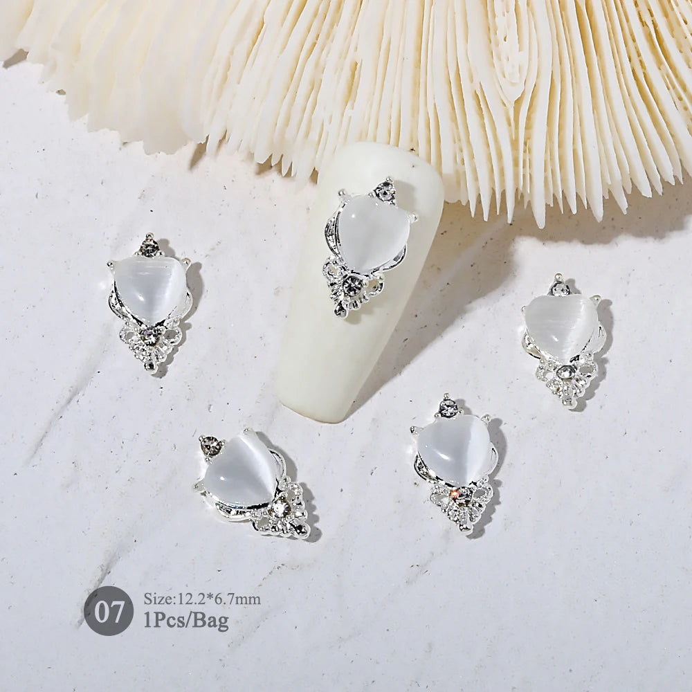 Elegant Gold Silver Metal Bowknot Nail Charm 3D Rhinestone Decor for DIY Manicure Art