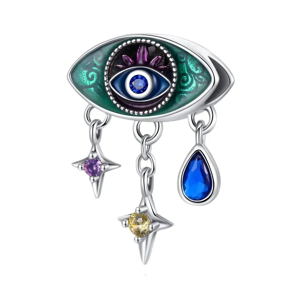 925 Sterling Silver Blue Evil Eye Jewelry Set With Zircon Charms Pendant Ring Earrings For Bracelet Necklace Gift
